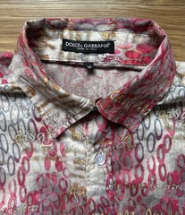 Dolce Gabbana Vintage Shirt Men M Graphic Text Abstract Spellout Silk Cotton Top