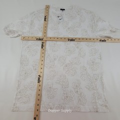 Express Men’s Relaxed Fit T Shirt White Beige Floral Print Size M Cotton