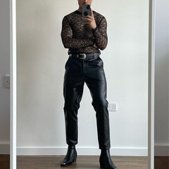 For Layering Men Mesh Tee Hollow Out Top High Street Style Mesh Fabric Loose Fit