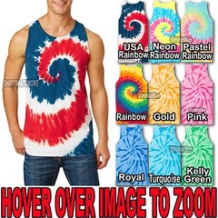 Mens Tie Dye TANK TOP Spiral Tye Die Sleeveless T-Shirt S-XL 2X, 3X, 4X NEW