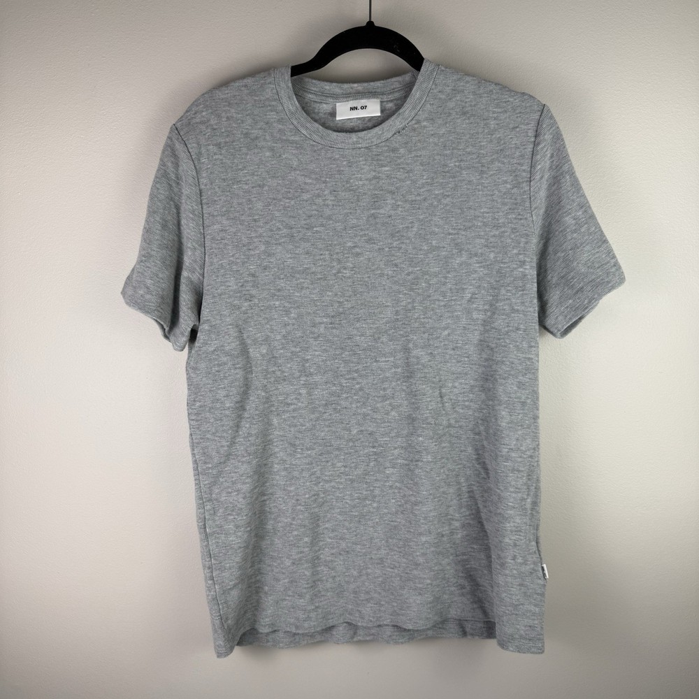 NN07 Men’s Clive T Shirt Medium Gray Waffle Knit Minimalist Scandinavian Tee