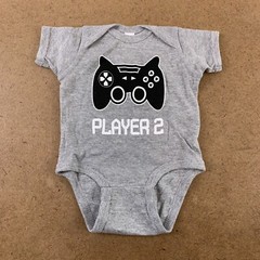 Adult Large & Newborn Gaming Player One Player Two T-Shirt & Bodysuit Set New