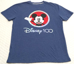 Disney Mickey Mouse Men’s Large T-Shirt 100 Years Of Wonder Logo Heather Blue