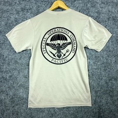 SOCPAC Special Operations Command Pacific Military Shirt Mens Beige Short Sleeve