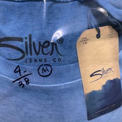 NEW Silver Jeans co Mens Blue Heathered Brand Logo T Shirt SZ M