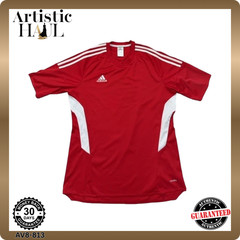 Adidas Jersey Red Soccer Climalite L Athletic Fit Moisture Wicking