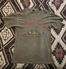 Vtg 90s PSI Single Stitch T-Shirt Mo Ranch Wolves Desert Faded Distressed Large