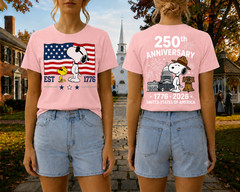 Snoopy 250th Anniversary T Shirt Front Back 1776 2026 America 4th Of July Tee