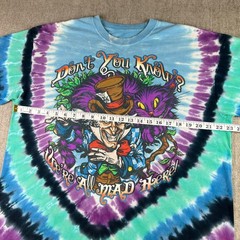 Liquid Blue Alice in Wonderland T-Shirt Mens XL Blue Tie Dye Mad Hatter Graphic