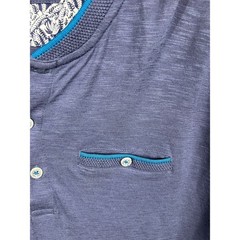 Ted Baker London Slub Henley Shirt Men’s XL Long Sleeve Floral Trim Preppy