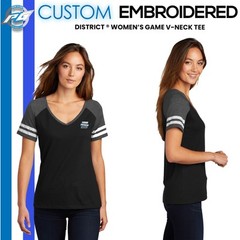 Custom Embroidered Crewneck T-Shirt, District Women’s Game V-Neck Tee Gift DM476