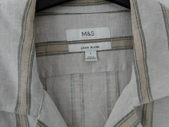 M&S MARKS & SPENCER ECRU MIX LINEN BLEND SHORT SLEEVE SHIRT SIZE L 41-43in CHEST