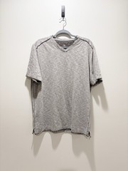 Tommy Bahama Light Gray V-Neck Short Sleeve Shirt IslandZone UPF 30 Casual Sz L