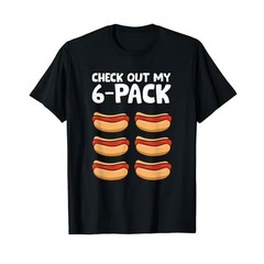 Hotdog Lover Check Out My 6 Pack Hot Dog Black T-shirt