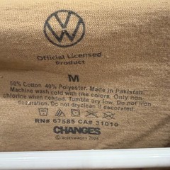 Volkswagen Save Gas Drive a VW Beetle Graphic T-Shirt Tan Mens Medium