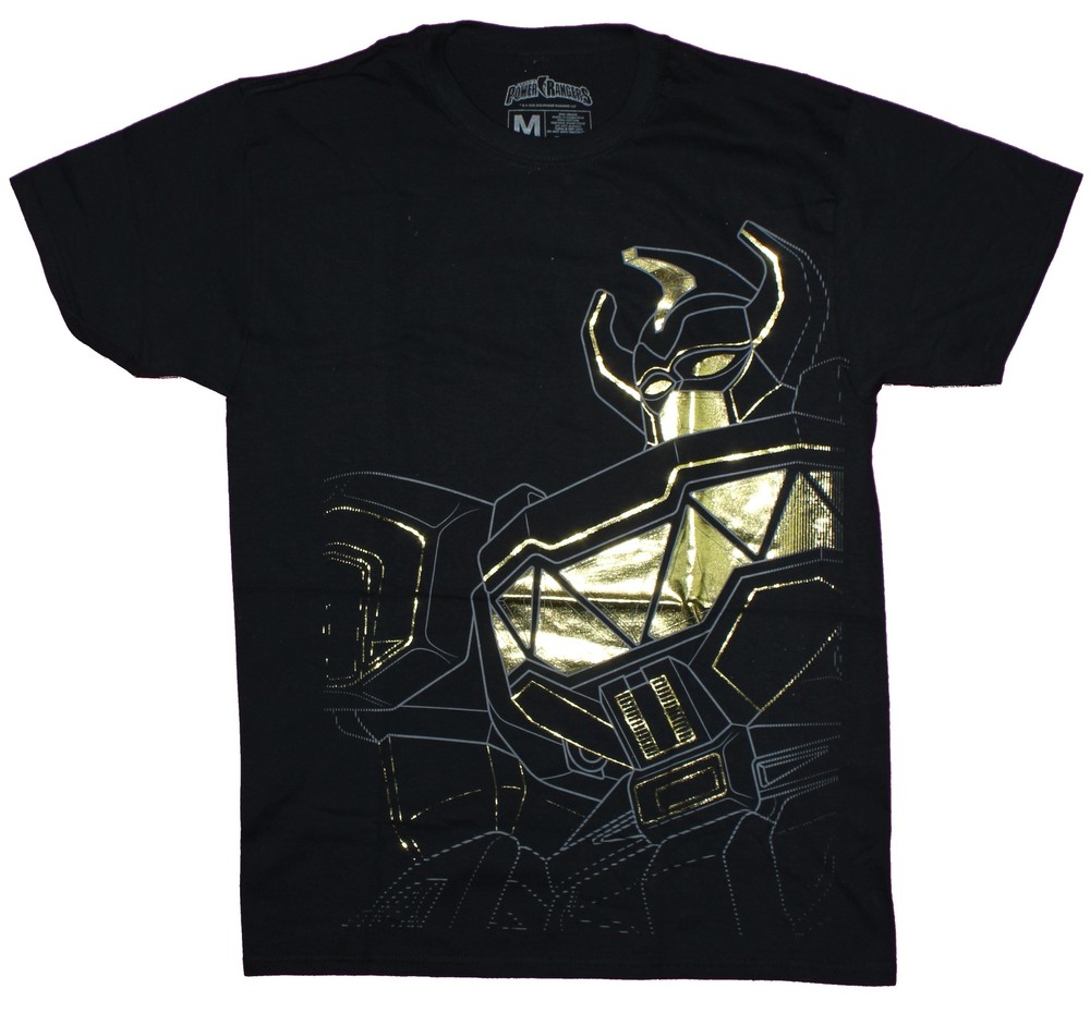 Mighty Morphin Power Rangers Mens T-Shirt- Gold Foil Megazord