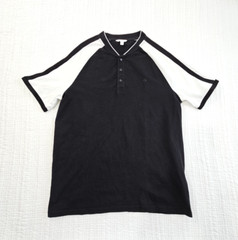 Calvin Klein Raglan Sleeve Button T-Shirt Men’s Medium Black & White EUC LN