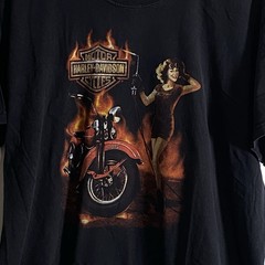 Harley Davidson Mens Short Sleeve Pinup Girl Shirt SZ XL Thunderbird New Mexico