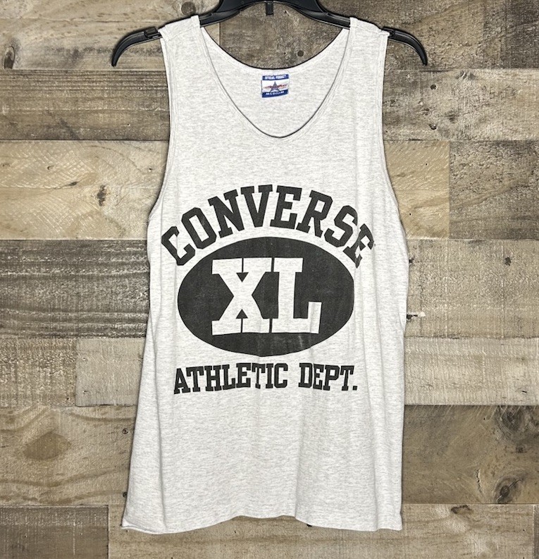 Vintage 90s Converse Athletic Gym Tank Top Shirt Grey Sleeveless – Men’s Medium