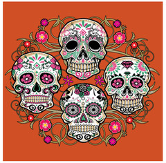 T-SHIRT–SUGAR SKULLS COLLAGE