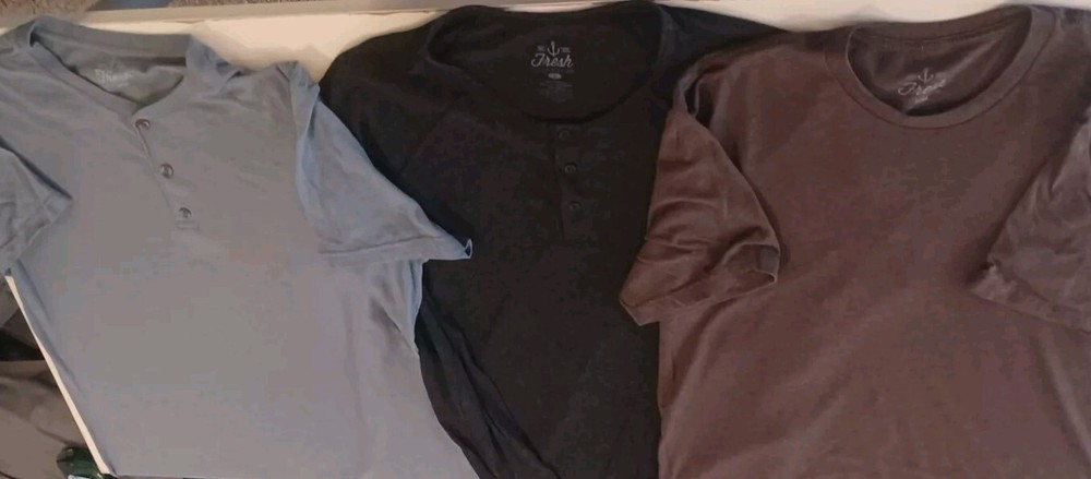 Fresh Clean Tees Large LOT OF 3 SHIRTS – LS Henley SS Henley + Tee