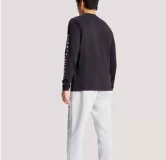 Tommy Hilfiger Men’s Black Flag Logo All Cotton Regular Fit Long Sleeve T-Shirt
