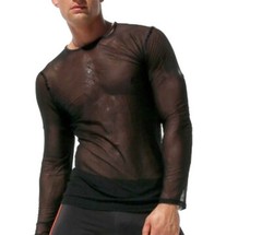 Men’s T-Shirts Long-Sleeve Clubbing Shirt Ultrathin Sheer Mesh Men Underwear