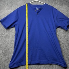 Lands End Super T Shirt Men’s Large Blue Short Sleeve Henley