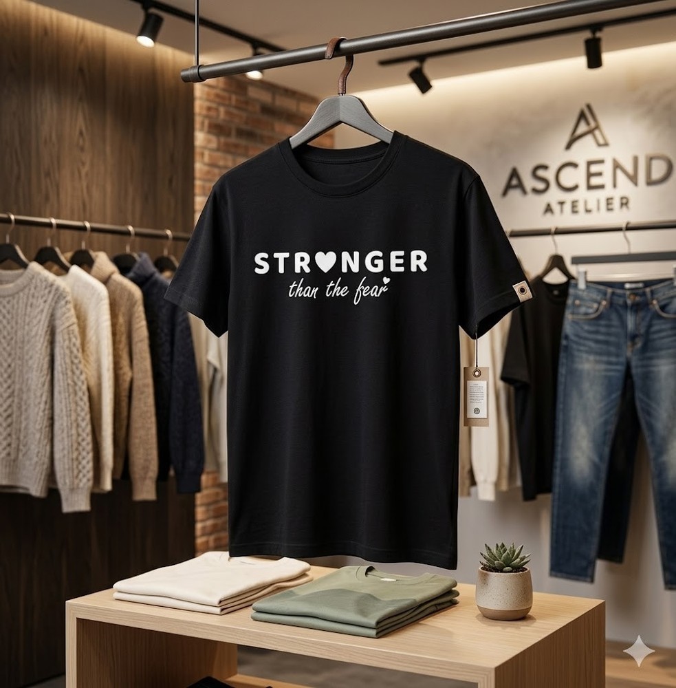 Stronger Than Fear Men Women Message Saying Quote Positive T-Shirt – H089
