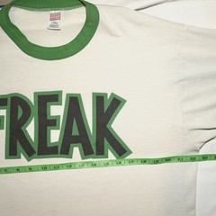 Vintage Freak Shirt Mens Extra Large White Green Ringer Graphic Tee Made USA 90s