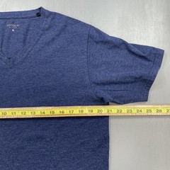 Goodlife Shirt Mens XL V-Neck Navy Short Sleeve Cotton Poly Straight Hem Peru