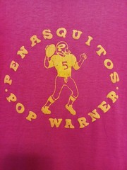 Vintage Panasquutos Pop Warner Red T-Shirt Size Small runs smaller Used As-Is
