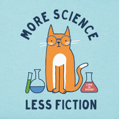 Life Is Good SS Shirt Crusher Tee MORE SCIENCE LESS FICTION CAT Chest43in Mens M