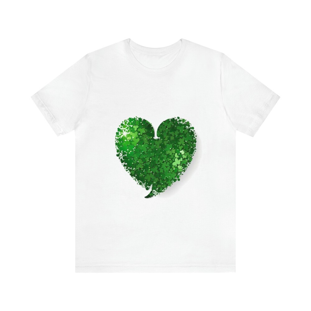 Shamrocks inside Heart T-Shirt #003 (2023) Unisex Jersey Short Sleeve Tee