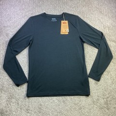 Fjallraven Abisko Wool Mens Dark Navy Long Sleeve Trekking Shirt Size S NWT
