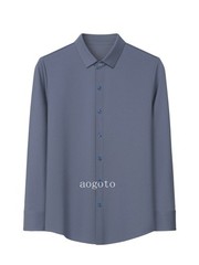 Spring Mens Long Sleeve Shirt Silk Cotton Business Casual Formal Slim Fit Shirts