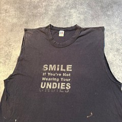 VTG Russell Athletic Smile If Youre Not Wearing Undies Muscle Tee Shirt L Funny