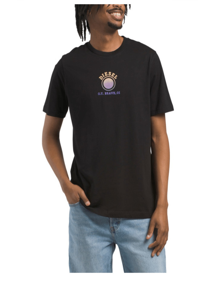 NWT Diesel T-Diego C1 Recycled Styles Tee T-shirt Size Large Black Graphic Front