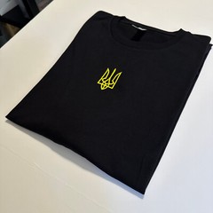 Ukraine Embroidered Vintage Black Ukrainian Volodymyr Zelenskyy Golden Trident