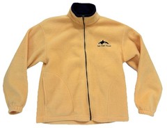 Vintage 90s San Juan Islands FLEECE Orca Whale YELLOW Small USA PNW WA State