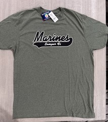 USMC “Marines – Semper FI” Embroidered Logo Green Heather T-Shirt -Sz XL – NWT