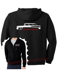 1957 57 CHEVY NOMAD Zip-Up Jacket HOODIE Bel Air 150 210 Classic Car t shirt