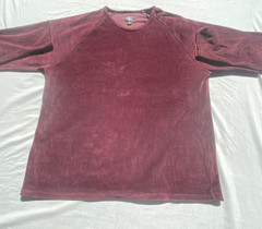 MENS XL CLALVIN KLEIN SINGLE STITCH VINTAGE BURGANDY VELOUR PULLOVER ST