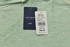 Lucky Brand Men’s V Neck T Shirt Short Sleeve Green Linen Blend Size 3XL NEW