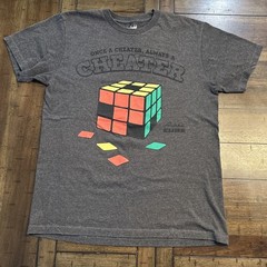 Rubiks Cube Once A Cheater Always A Cheater Gray T-shirt Size M