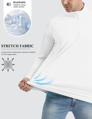UPF50+ Long Sleeve 1/4 Zip Men’s T-Shirts Sun Block UV Shirts Quick Drying Tops