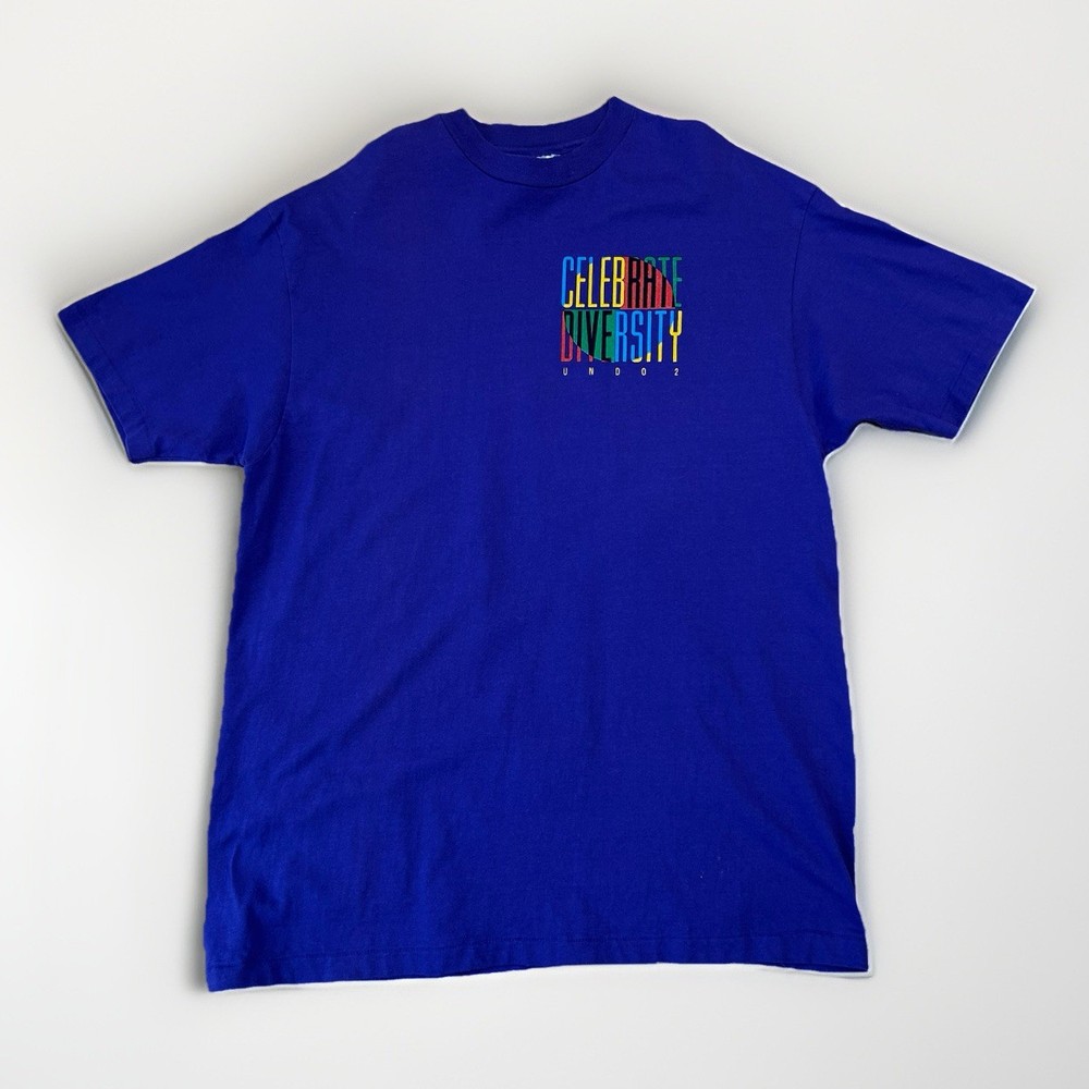 Vintage Celebrate Diversity Tee Purple T-Shirt Short Sleeve Size Large