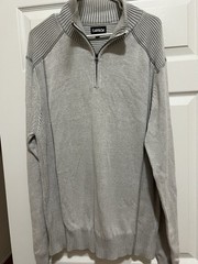 Mens Carbon Shirt/Sweater Size XL Grey 8″ zip Long Sleeves Collar 100% Cotton