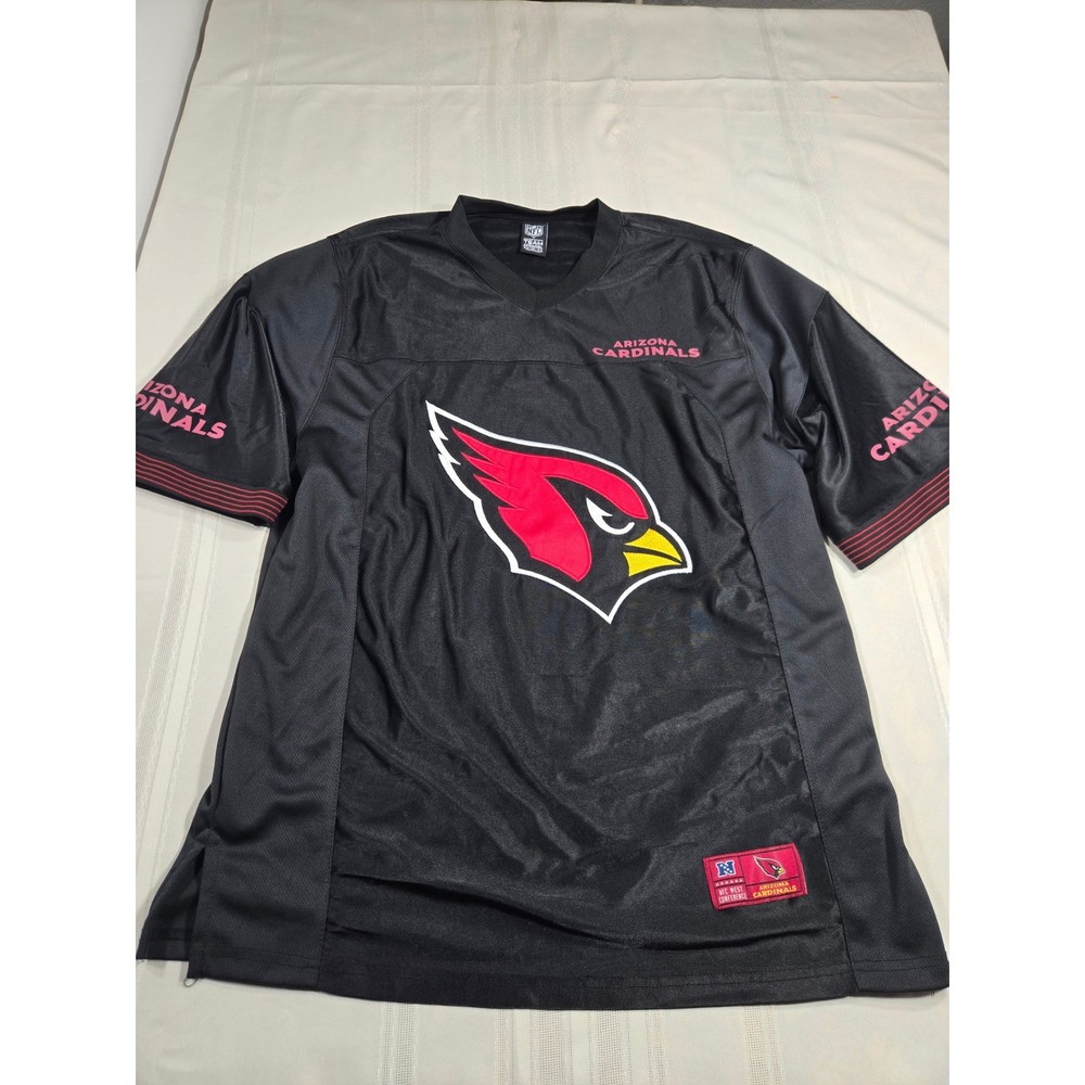 NFL Team Apparel Arizona Cardinals Jersey Mens Medium Black Pink V-Neck Football