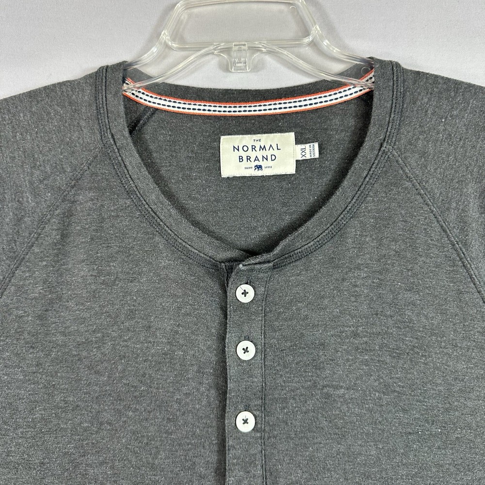 The Normal Brand Gray Henley Long Sleeve Shirt Mens XXL Pullover Casual